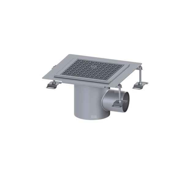 Wpust Ferrofix 185, odpływ boczny, 300x300, ruszt kratowy M125, kołnierz 6mm do uszczelnień płynnych
