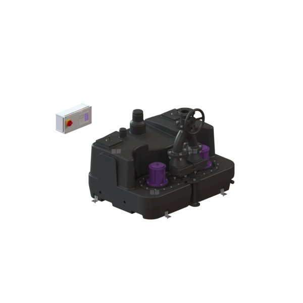 Przepompownia Aqualift XL Duo, 1500-S3, 400 V, 300 l, z zasuwą odcinającą z żeliwa