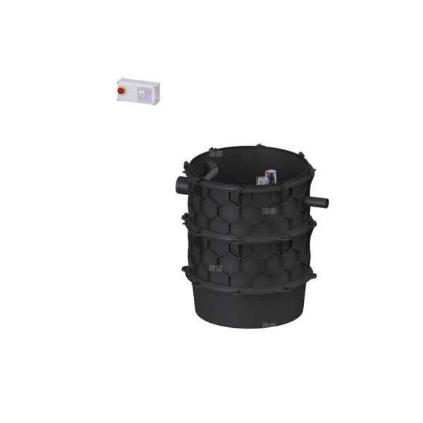 Moduł techniczny przepompowni Aquapump XL Duo, z szafką Comfort z pompą GTK 2600-S1, poj. użytk. 340 l