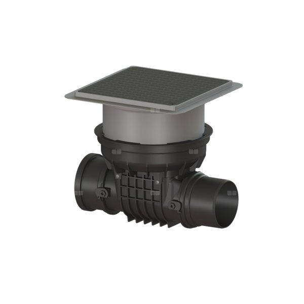 Zawór zwrotny (zasuwa burzowa) Staufix DN 150 z pokrywą czarną z dwoma klapami z tworzywa