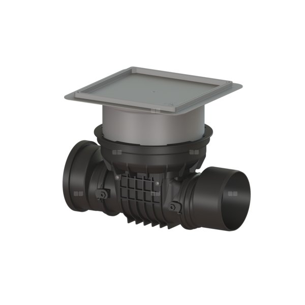 Zawór zwrotny (zasuwa burzowa) Staufix DN 200 z pokrywą pod płytki z 1 klapą z tworzywa i 1 klapą ze stali nierdzewnej