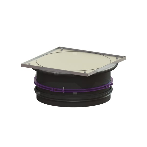 Nasada LW 800 z pokrywa ze stali nierdzewnej kl. A15 możliwość wklejenia płytki T: 65-314mm bez kołnierza