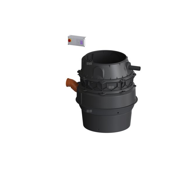 Moduł techniczny przepompowni Aqualift F XL Duo z szafką Comfort 4500-S1 400V ze zgrzewanym pierścieniem studzienki i stożkiem LW 800