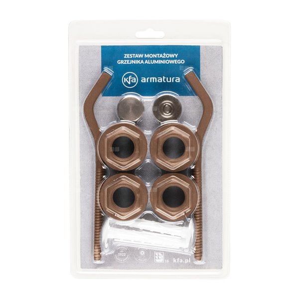 Komplet korków i haków grzejnikowych w kolorze miedzianym