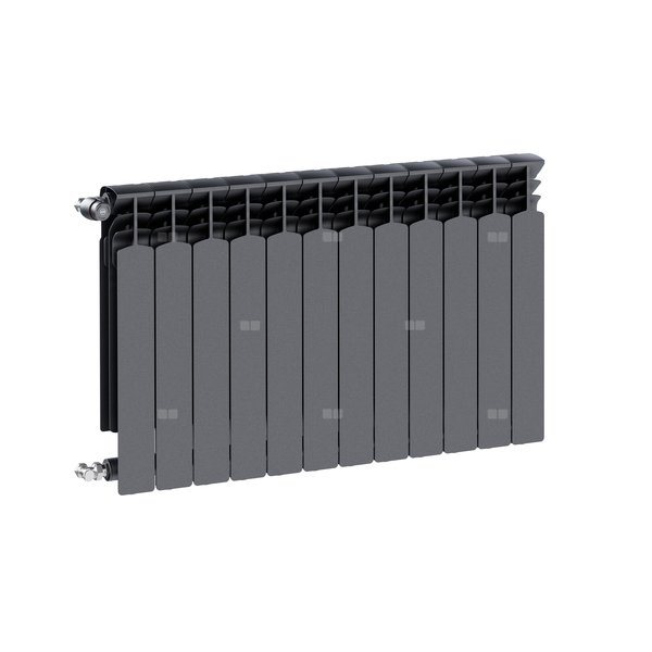 Grzejnik żeberkowy KFA Armatura G600F/12 aluminium, podłączenie boczne 672 x 966 mm, kolor grafit