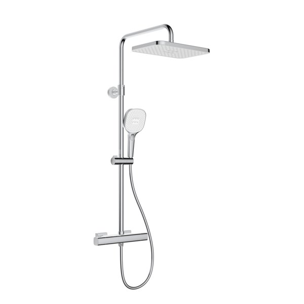 Deszczownia Malaga z baterią termostatyczną, natryskową, ścienną, chrom