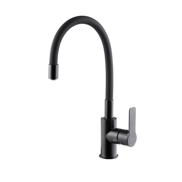 Bateria RUMBA black, kuchenna stojąca z elastyczną wylewką, czarny