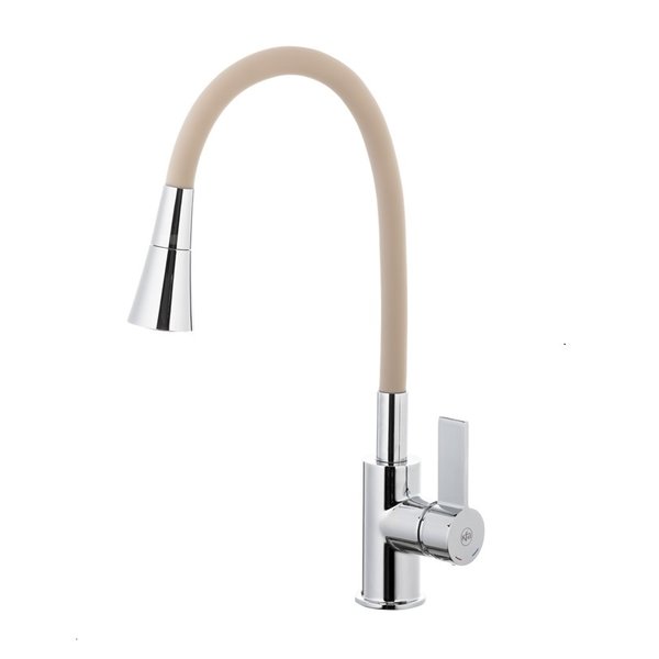 Bateria RUMBA Duo kuchenna stojąca z elastyczną wylewką, chrom-beżowy