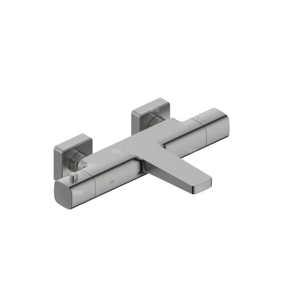 Bateria Malaga, termostatyczna, wannowa, ścienna, PVD gun metal grey