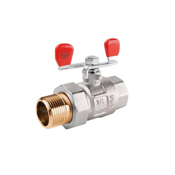 Zawór kulowy nakrętno-wkrętny DN32 (1 1/4") ze śrubunkiem i motylkiem