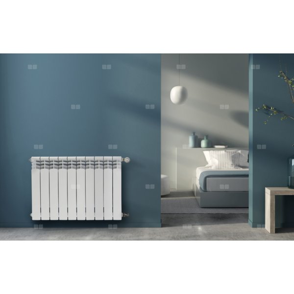 Grzejnik żeberkowy KFA Armatura G500F aluminium, podłączenie boczne 572 x 805 mm, kolor biały (RAL 9016)