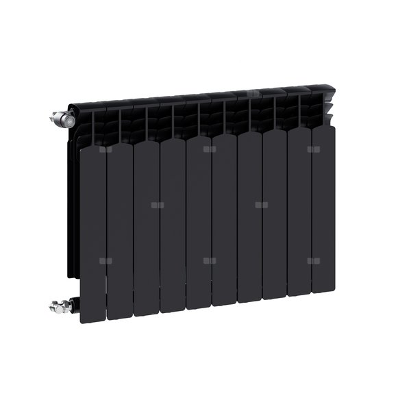 Grzejnik żeberkowy KFA Armatura G600F/10 aluminium, podłączenie boczne 672 x 805 mm, kolor czarny