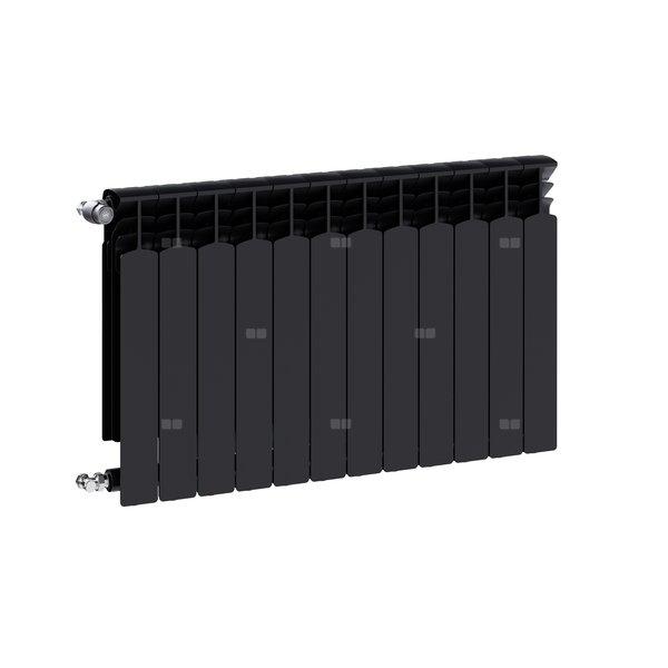 Grzejnik żeberkowy KFA Armatura G600F/12 aluminium, podłączenie boczne 672 x 966 mm, kolor czarny