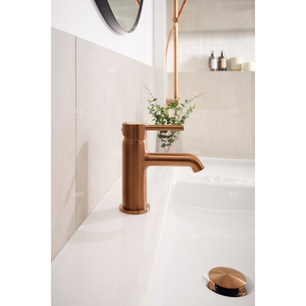 MOZA Bateria umywalkowa stojąca, Brushed rose gold PVD + click clack