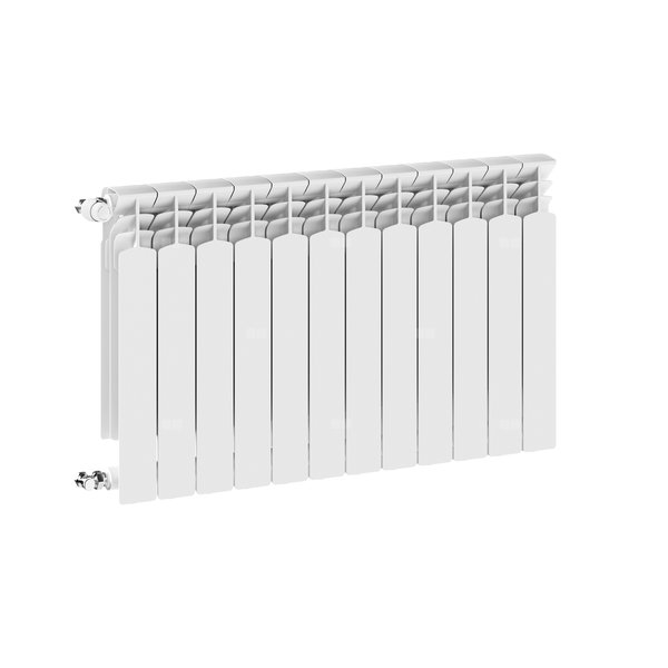 Grzejnik żeberkowy KFA Armatura G500F/12 aluminium, podłączenie boczne 572 x 966 mm, kolor biały (RAL 9010)