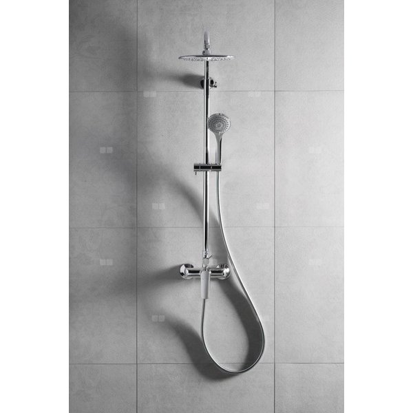 Zestaw natryskowy przesuwny KFA Armatura TANZANIT chrom, wąż 1500 mm, z deszczownicą