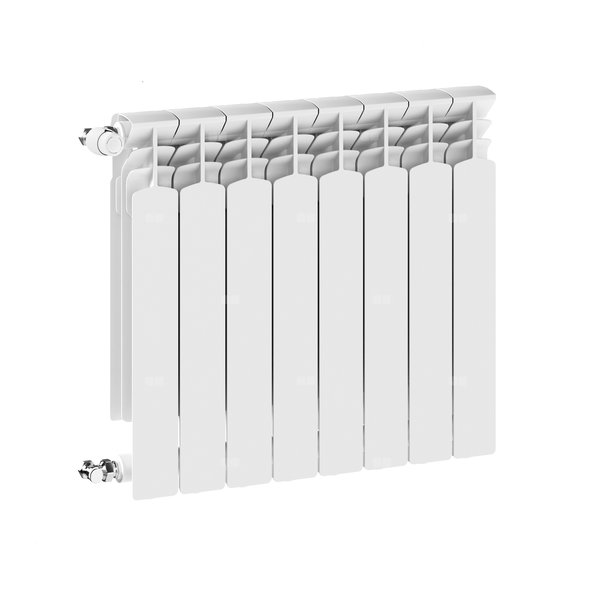 Grzejnik żeberkowy KFA Armatura G600F/8 aluminium, podłączenie boczne 672 x 644 mm, kolor biały