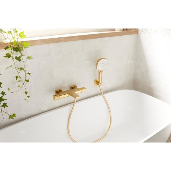 Bateria Malaga, termostatyczna, wannowa, ścienna, PVD brushed light gold