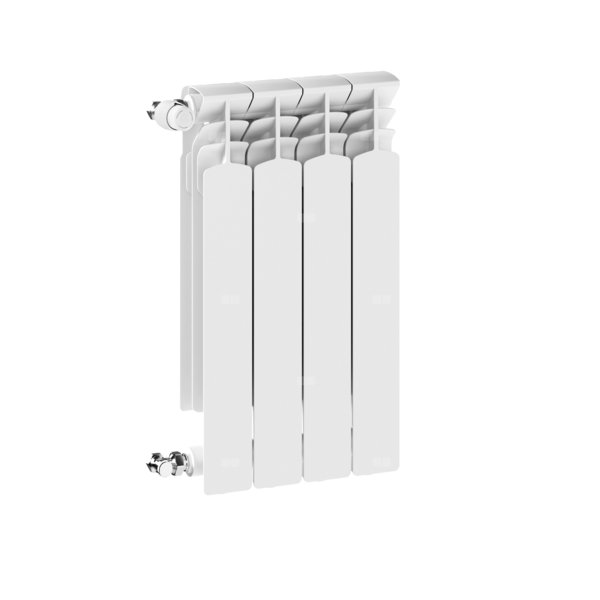 Grzejnik żeberkowy KFA Armatura G600F/4 aluminium, podłączenie boczne 672 x 322 mm, kolor biały
