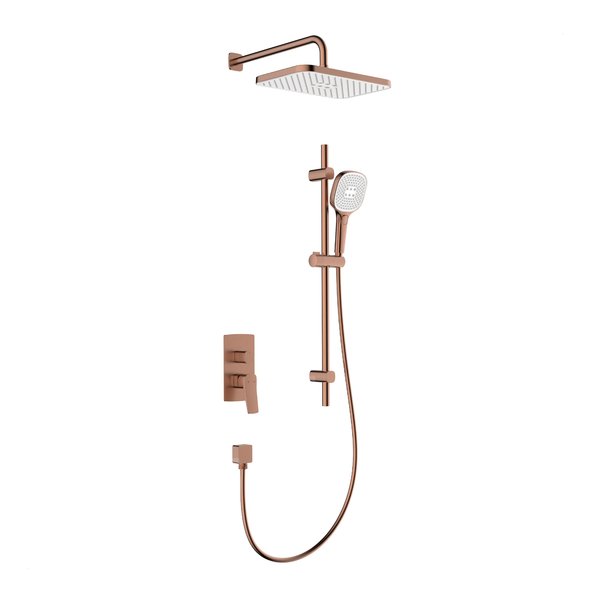 Zestaw natryskowy Malaga, podtynkowy z drążkiem przesuwnym, PVD brushed rose gold
