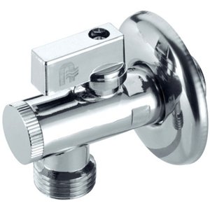 Zawór kulowy kątowy z filtrem i rozetą z dźwignią 3/8"