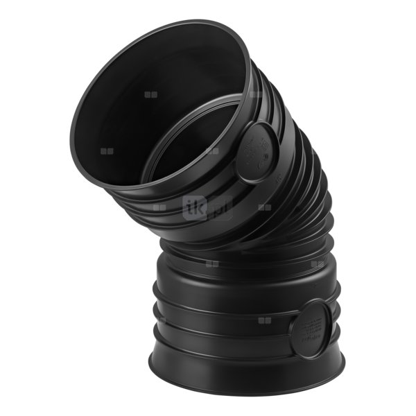 Kolano 15' MAGNAPLAST MAGNACOR MCB, PP (czarny), DN 200 (wz x ww), do kanalizacji