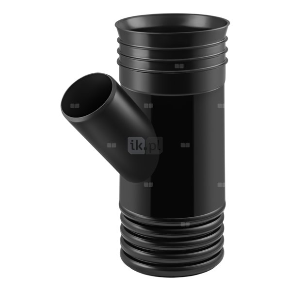 Trójnik MAGNAPLAST MAGNACOR MCEA 45' PP DN 250 x DN 200 x DN 250 (ww x ww x wz), kolor czarny