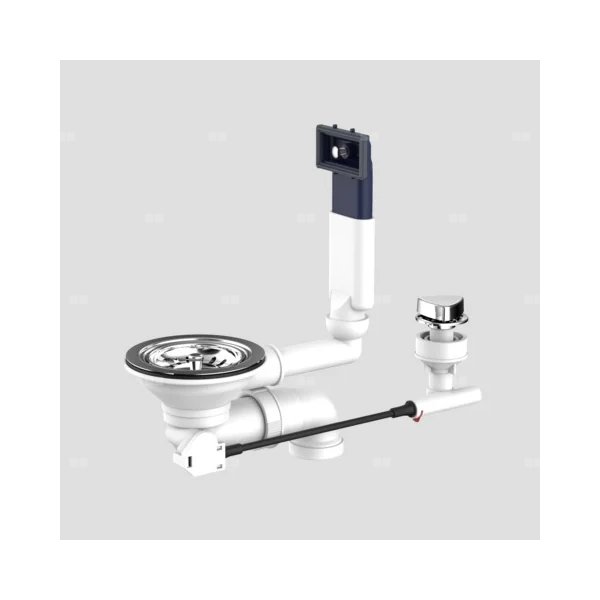 Zestaw odpływowo-przelewowy jednokomorowy, sitko 3,5", korek automatyczny