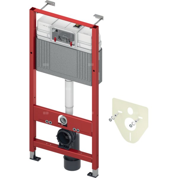 Stelaż podtynkowy do WC TECE base Plus, 1120 x 500 x 150 mm, regulowana wysokość, ze spłuczką oraz z podkładką izolacyjną do miski ustępowej i bidetu