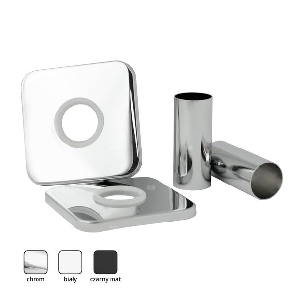 ZMK2 Zestaw maskujący do grzejników z dwiema rozetami kwadratowymi i tulejami, chrom