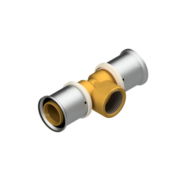 Trójnik QIK Zaprasowywany XPRT mosiądz 50 mm x 1'' x 50 mm (złącze zaprasowywane x GW x złącze zaprasowywane)