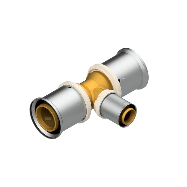 Trójnik QIK Zaprasowywany XPRT redukcja mosiądz 40 mm x 26 mm x 40 mm (złącze zaprasowywane)