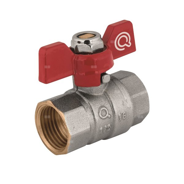 Zawór kulowy QIK 02 mosiądz, PN30 1'' GW, uchwyt: motylek