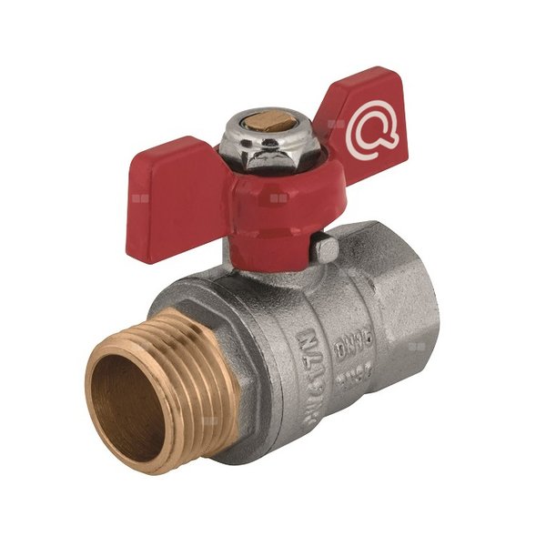 Zawór kulowy QIK 04 mosiądz, PN30 1'' GW x GZ, uchwyt: motylek