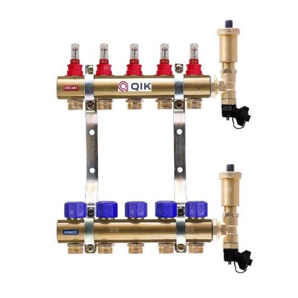 Rozdzielacz mosiężny do OP z przepływ - QIK STANDARD II C- 16 sekcji