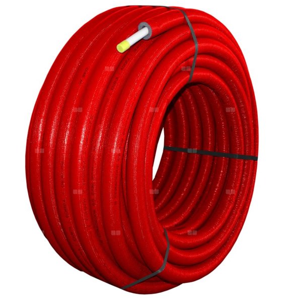 Rura wielowarstwowa QIK PE-RT II/AL/PE-RT II 16x2 kręgi 50m w izolacji 6mm kolor czerwony
