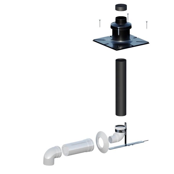 Zestaw do szachtu-podłączenie pionowe DN 60/100 kolano BR/P+ rura 500mm Eco