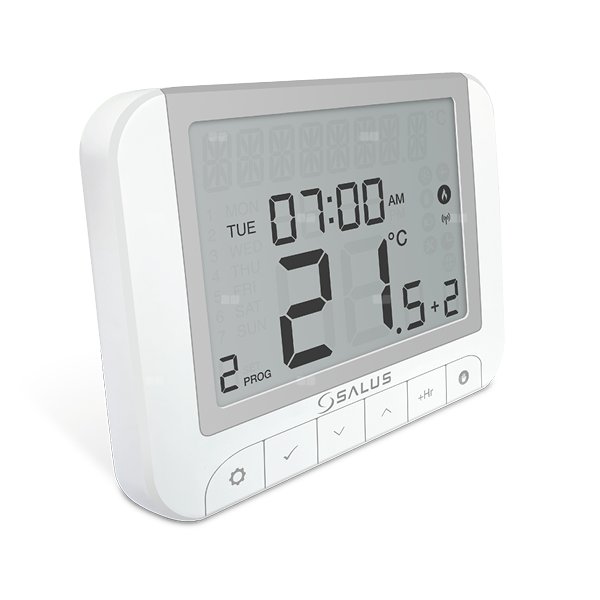Temostat pokojowy bezprzewodowy SALUS RT520RF, kolor beżowy 230 V z wyświetlaczem
