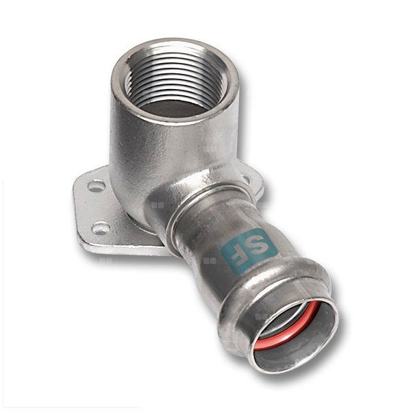 Kolano 90' SANHA NiroSan SF ścienne, stal nierdzewna, 22 mm x 3/4'' (zw x GW)