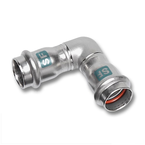 Kolano 90' SANHA NiroSan SF, stal nierdzewna, 22 mm (zw x zw)