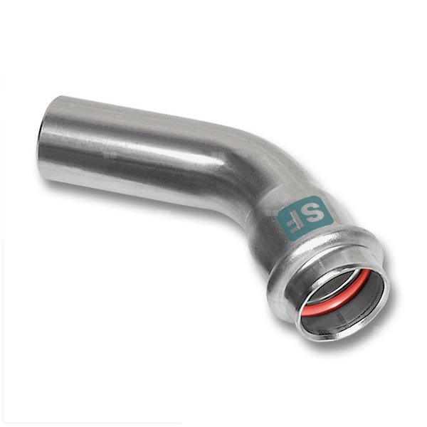 Łuk 45' SANHA NiroSan SF, stal nierdzewna, 108 mm (zw x zz)