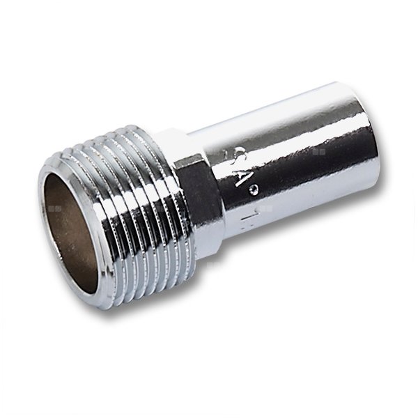 Nypel SANHA Press, Cu (chromowanie), 15 mm x 1/2'' (zz x GZ)