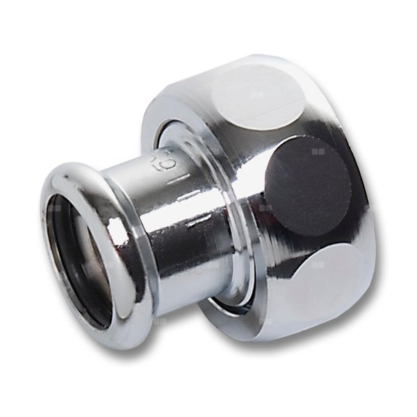 Półśrubunek SANHA Press dwuczęściowy, Cu (chromowanie), 15 mm x 3/4'' (zw x nz)