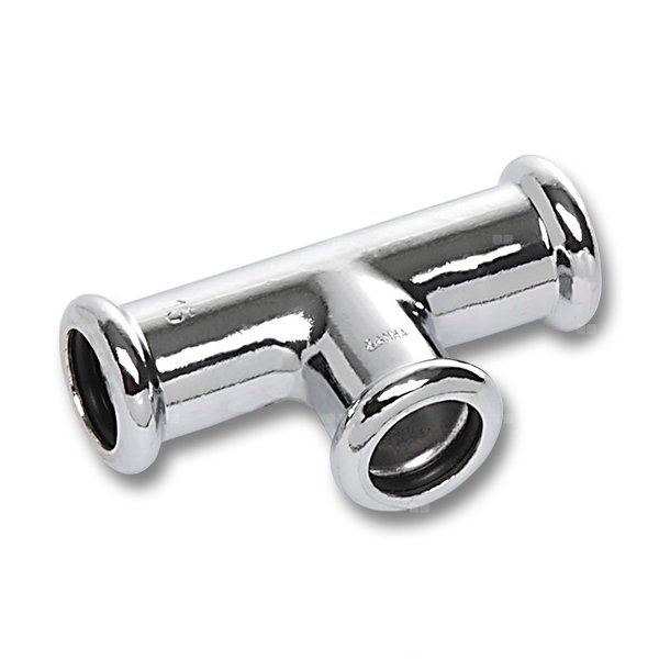 Trójnik SANHA Press Cu (chromowanie) 22 mm x 15 mm x 22 mm (zw x zw x zw)