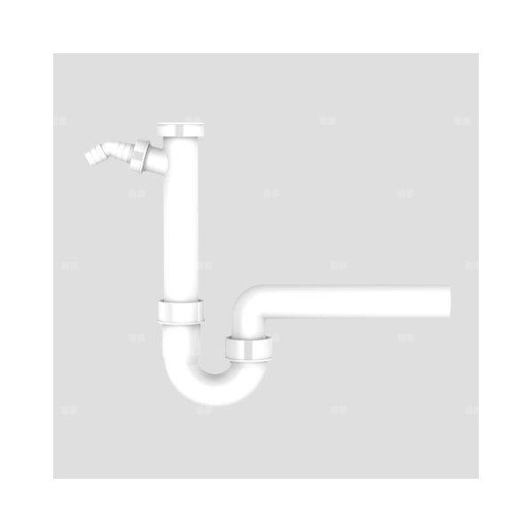 Półsyfon 1-komorowy G 1 1/2x40 z przyłączem AGD z kolanem odpływowym