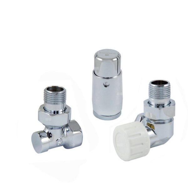ZESTAW TERMOSTATYCZNY STANDARD MINI 1/2x1/2 OSIOWO-LEWY-KĄTOWY, GŁOWICA 11-53 - CHROM