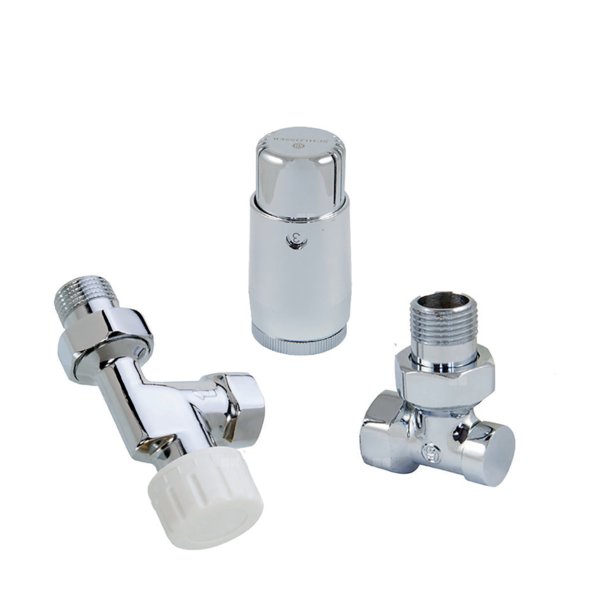 ZESTAW TERMOSTATYCZNY STANDARD MINI 1/2x1/2 AKSJALNY T30 - KĄTOWY, GŁOWICA 11-53 - CHROM