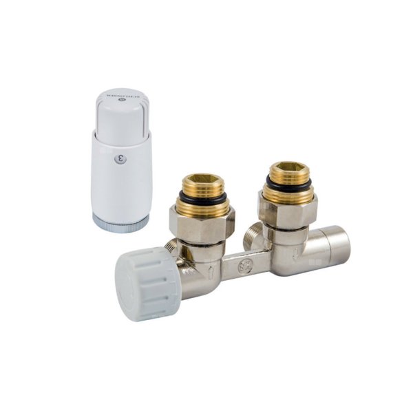 ZESTAW DUO-PLEX MINI INVEST 3/4xM22x1,5, M30x1,5 LEWY NYPLE 1/2x3/4 (głowica na zasilaniu) - NIKLOWANY