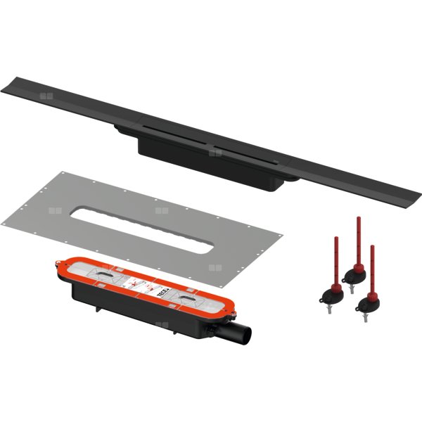 TECEdrianprofile - zestaw odwodnienia prysznicowego z rusztem z czarną powierzchnią