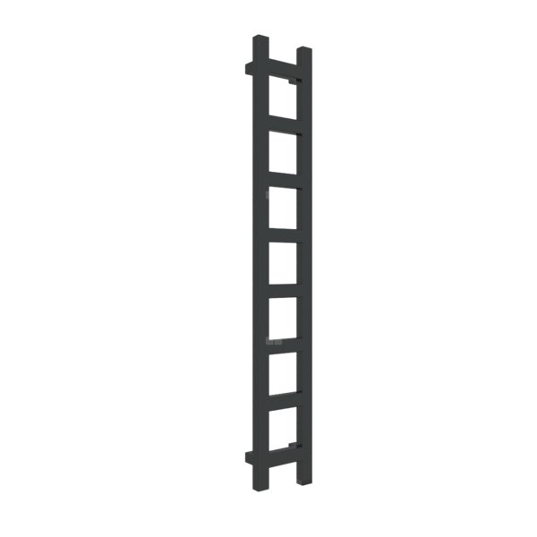 Grzejnik drabinkowy TERMA EASY ONE, podłączenie S1, wym. 1280 x 200 mm, kolor czarny jak kruk soft RAL9005, moc 251W